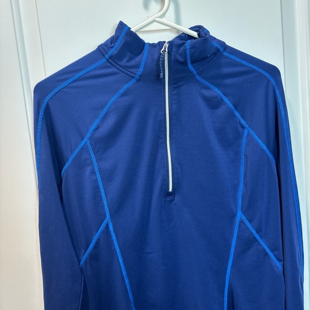 Obermeyer Men’s Medium Navy Blue 1/4 Zip Pullover Stretch - Picture 7 of 11